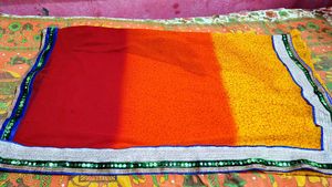 Red Saree with Embellished Blouse