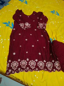 Maroon Embroidered Kurta with patiyala salwar