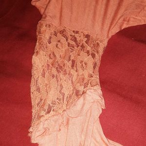 Chic Pink Bell Sleeve Top with Lace Details