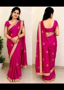 Elegant Pink Embroidered Saree