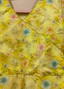 Beautiful Yellow Floral pure organza Ethnic Gown