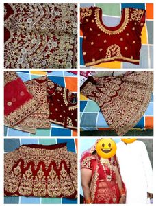 Stunning Red &amp; Gold Embellished Lehenga Choli