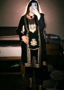 Elegant Black &amp; Gold Kurta Set