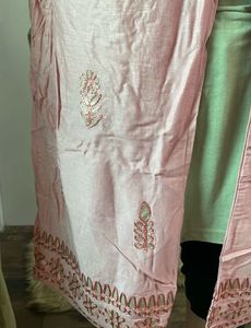 Elegant Pink Kurta Set  with Embellishments