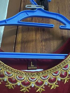 Embroidered Maroon Kurta set with dupatta