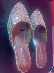 Mirror Work Ethnic Kitten Mules.