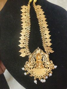 Traditional Gold Necklace with Lakshmi Pendant