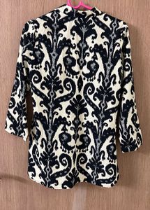 Black &amp; White Printed Kurta