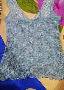 Blue Lace V-Neck Cami Top