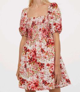 Floral Smocked Mini Flared Dress