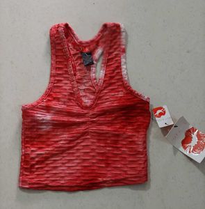 Hot Kiss Red Tank Top Size Small Tie