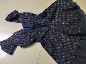 Sparkly Navy Dress with Bow Detail