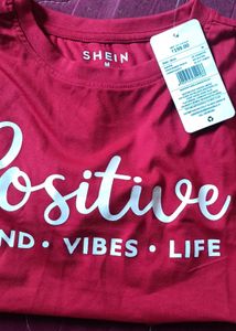 Red "Positive Mind Vibes Life" T-Shirt