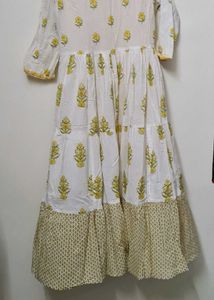 White &amp; Yellow Floral Kurta Set