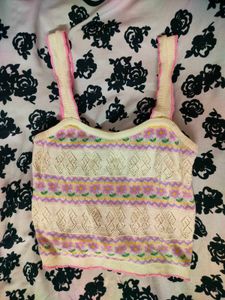Vintage Crochet KnitCamisole Y2K Fairycore Whimsy