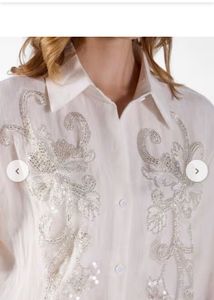 Embellished White Linen Shirt with inner new wdtag