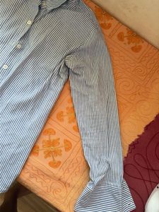 Blue Striped Button-Up Shirt