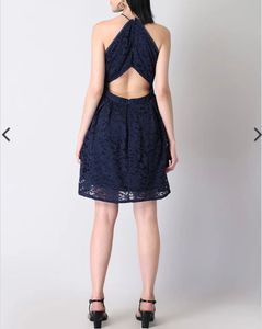 Navy Blue Dress With Back Cutout