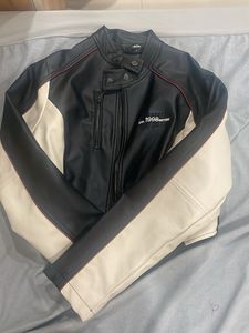 Women’s cropped Moto Jacket - Black & White