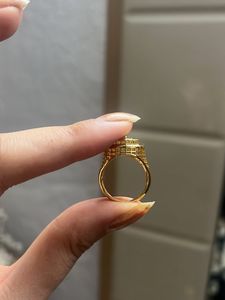 chanel embossed gold ring