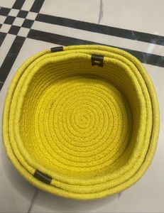 price drop Set of 3 Yellow Rope Baskets