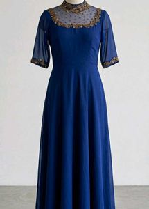 Elegant Royal Blue Embellished Gown
