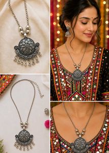 Oxidized Silver Afghani Neck piece