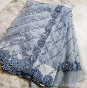 Stunning Grey Embellished Saree