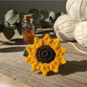Crochet Sunflower Hair Clip set of 2