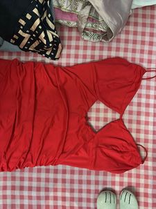 Party Red Ruched Cut-out  One piece