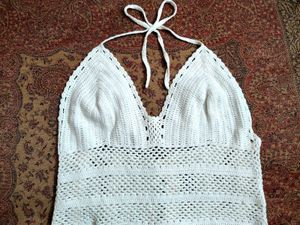 White Crochet Halter Top