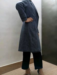 Elegant Bluish Grey Trench Coat