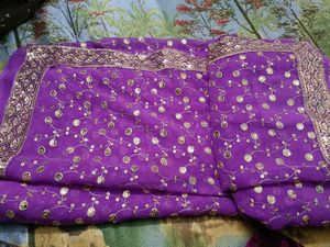 Purple Saree with Gold Embellishments