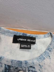 URBAN REVIVO Denim Print Cropped Top