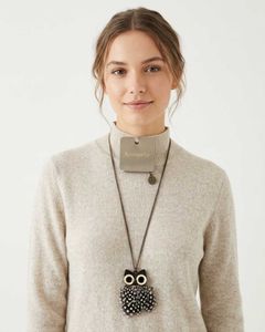 Accessorize Owl Feather Pendant Necklace