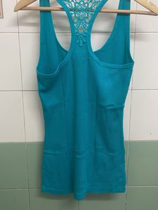 Teal Racerback Tank Top with Lace Detail