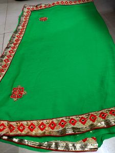 Green Embroidered Saree