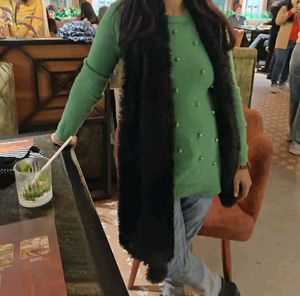 Cozy Green Pearl Embellished Sweater