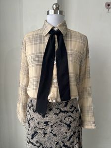 Vintage-Style Plaid Blouse