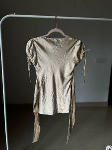 GUESS Champagne Silk Tie detail Blouse