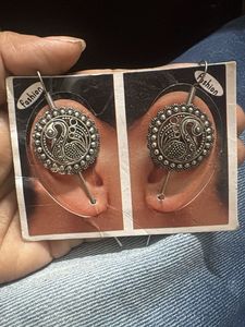 Oxidized Silver Peacock Jhumka Earrings