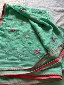 Embroidered Green Saree🥰