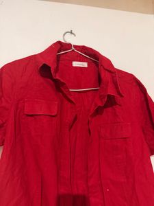 calvin klein Red Short Sleeve Button-Up Shirt