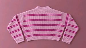 PINK &amp; MAGENTA STRIPED CROPPED KNIT SWEATER