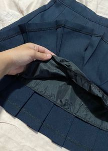 Navy Pleated Skirt