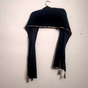 Elegant Black Stole with Gold Trim