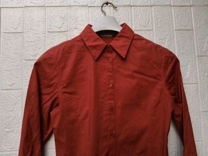 Korean Pintrest Chic Burgundy Button-Up Shirt