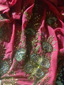 Embroidered Rust Saree
