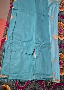 Embroidered Blue Salwar Suit Material