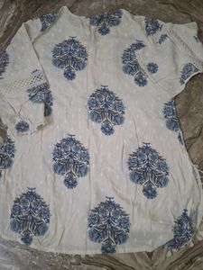 Blue Floral Print Kurta Set